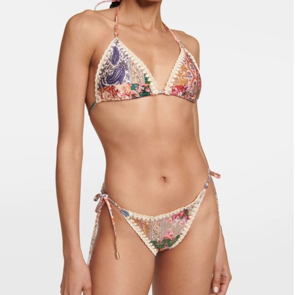 Zimmermann Devi printed crochet-trimmed bikini Size 2